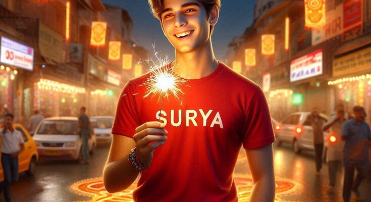 Indian boy celebrating Diwali